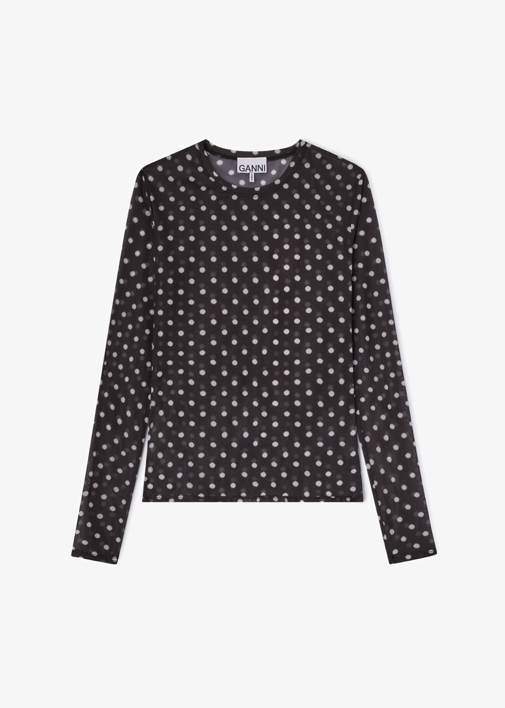 Printed Sheer Jersey Long Sleeve Top - Black - GANNI Canada - Danali