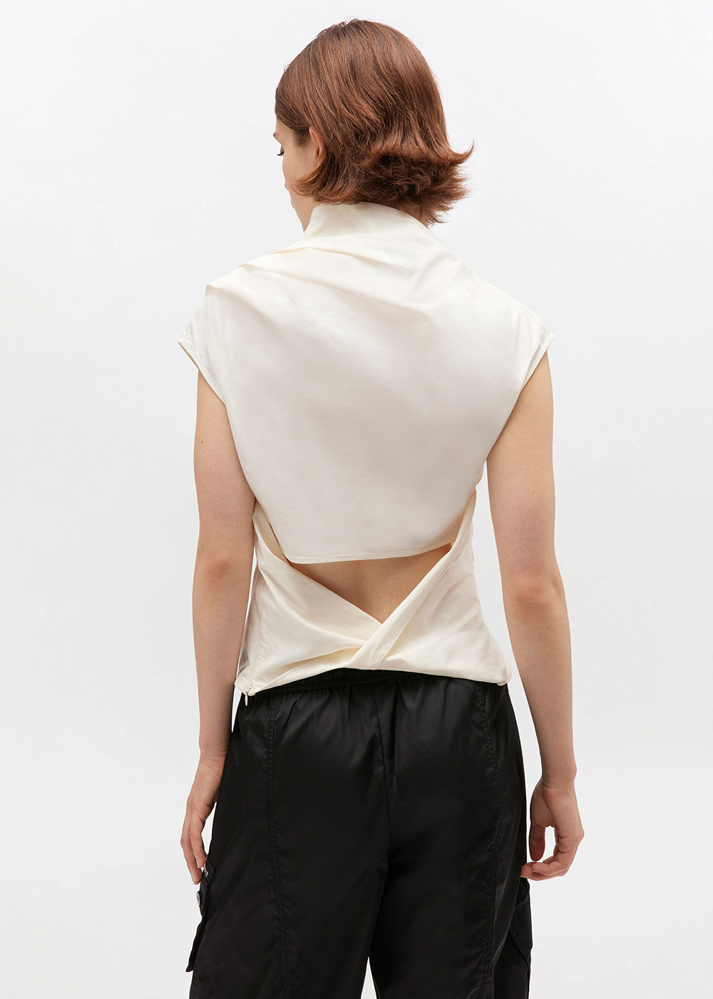 Stretch Cotton Ruched Top - Egret - GANNI Canada - Danali