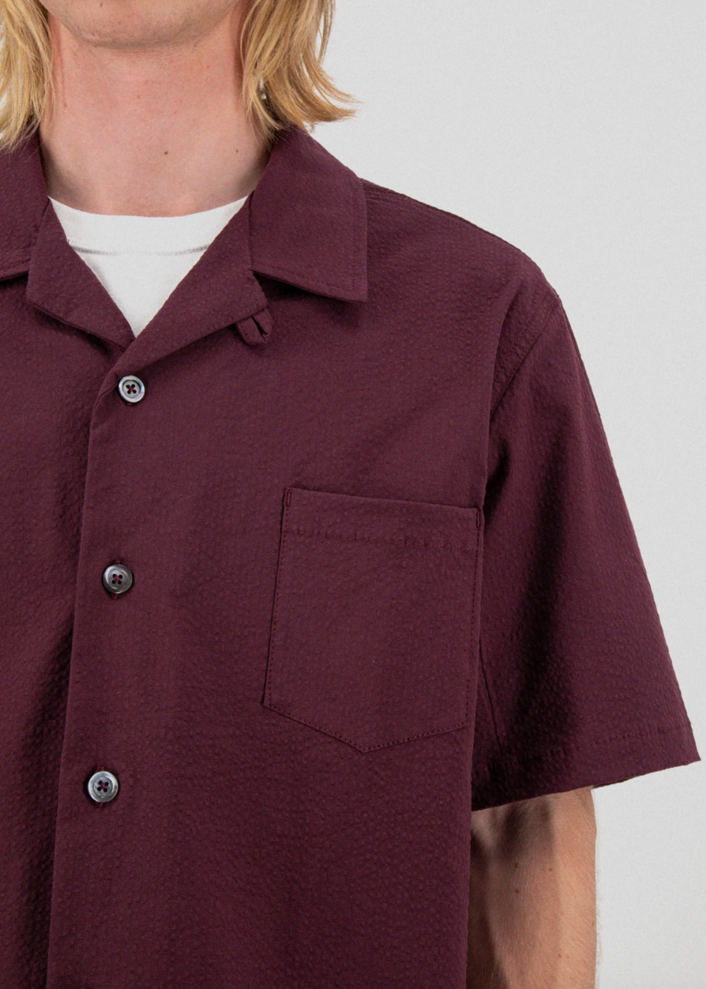 Cocktail Seersucker Shirt - Burgundy - Howlin Knitwear Canada - Danali