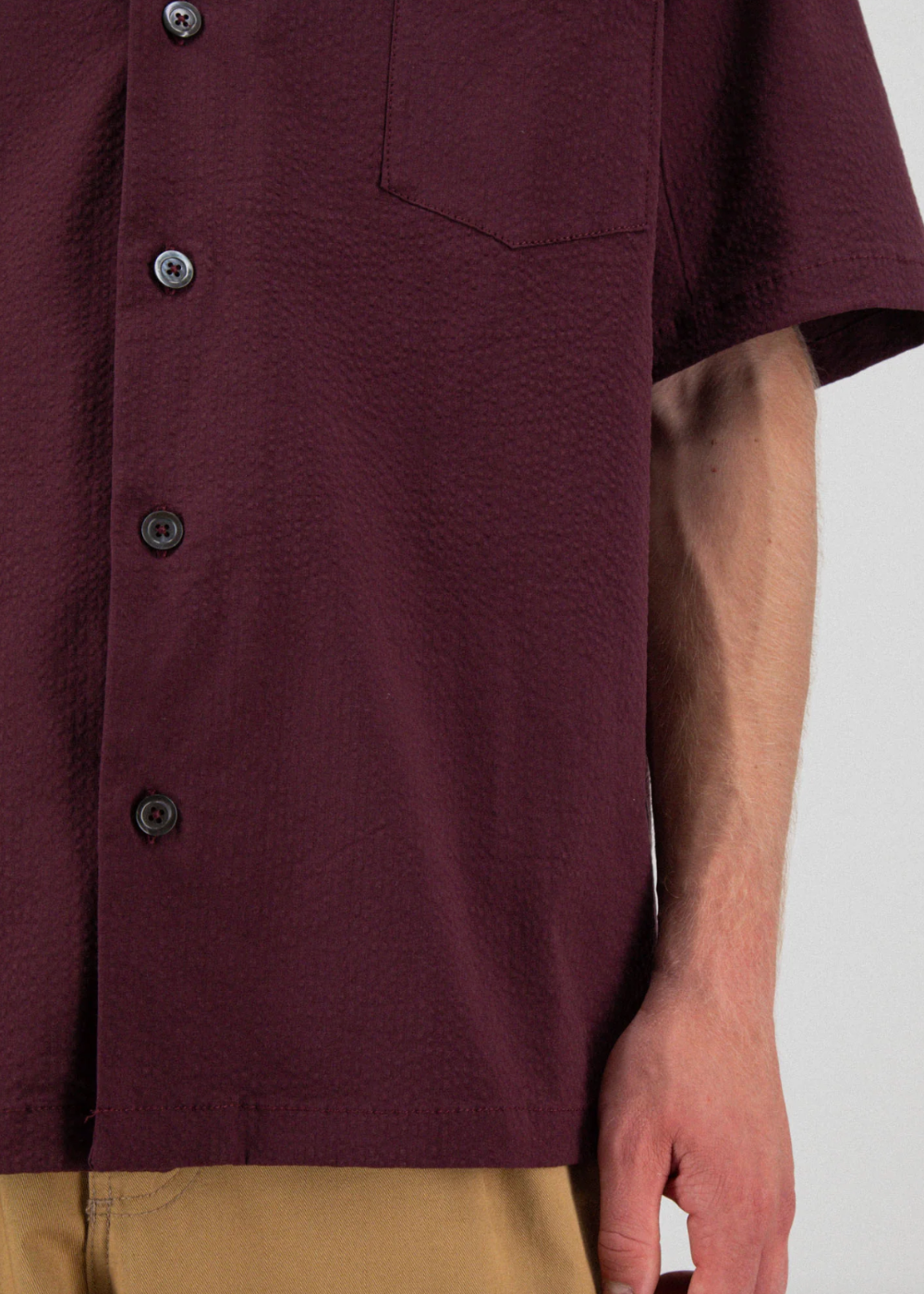 Cocktail Seersucker Shirt - Burgundy - Howlin Knitwear Canada - Danali