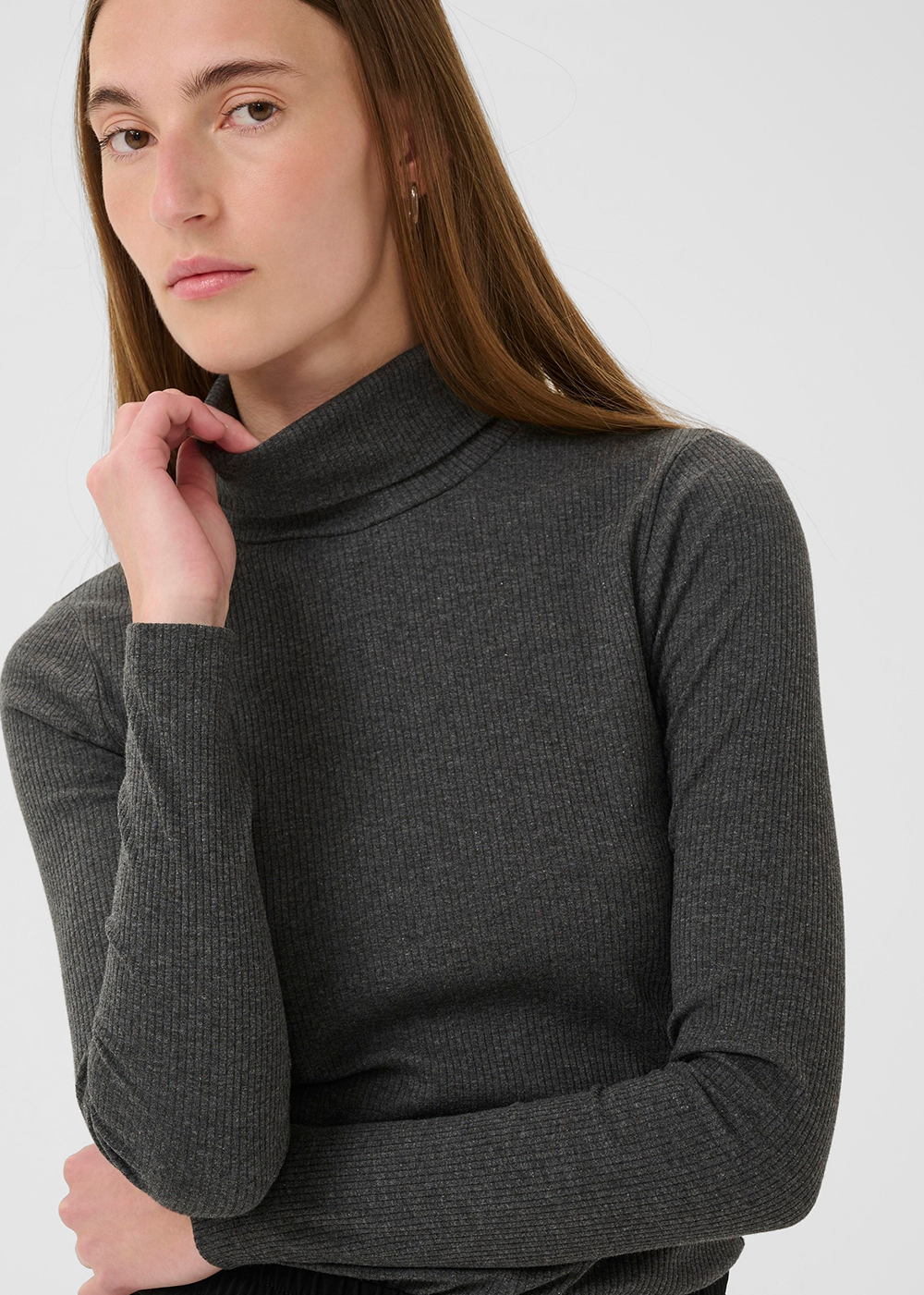 Dagna Rollneck Long Sleeve T-Shirt - Dark Grey Melange - InWear Canada - Danali