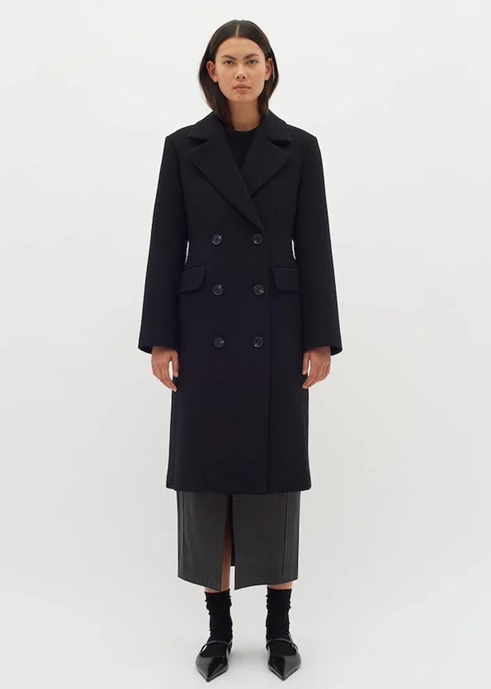 Black lapel coat discount