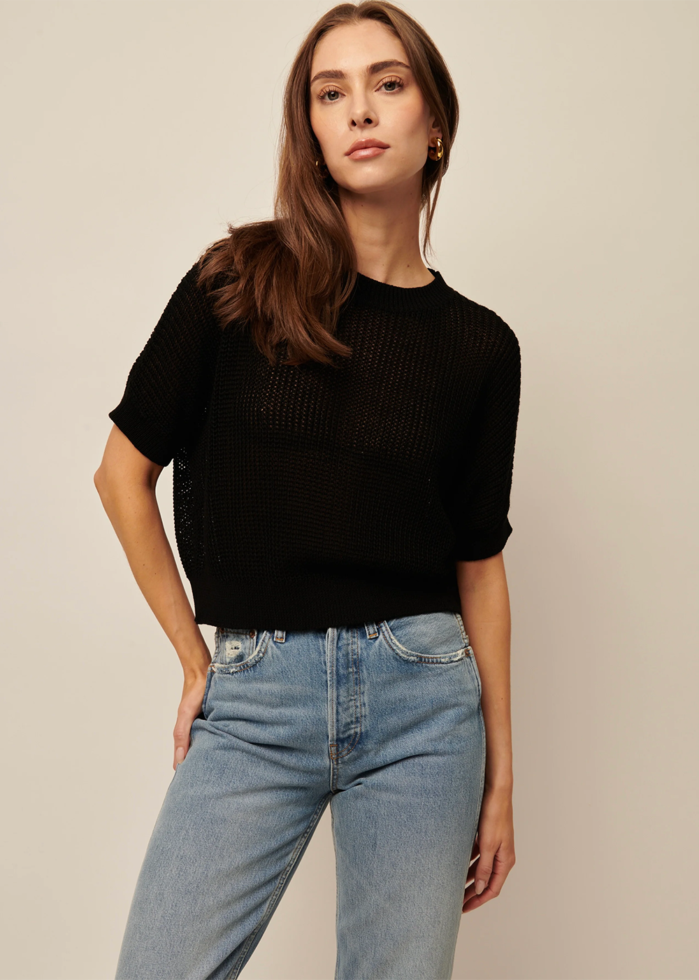 Emersyn Sweater - Caviar - Line knitwear Canada - Danali