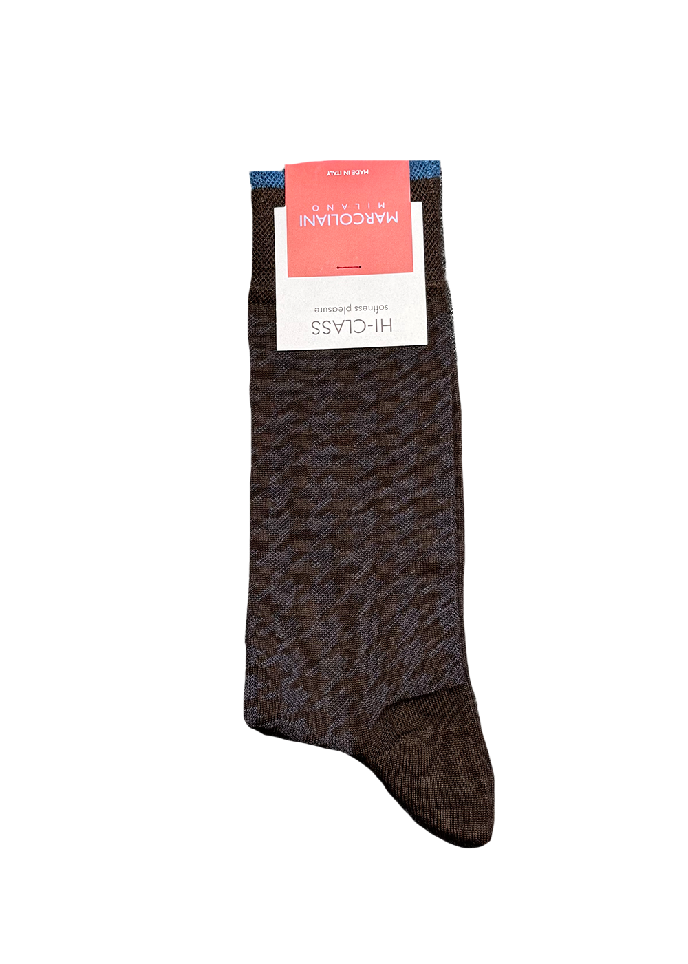 Mousse of Modal Houndstooth Socks - Dark Brown - Marcoliani Canada - Danali
