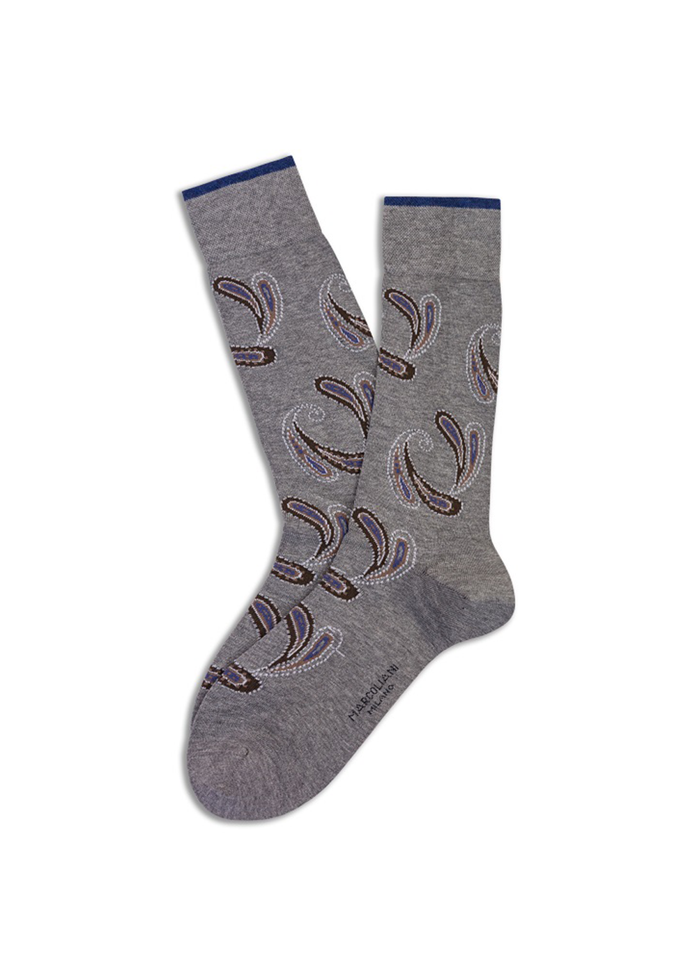 Pima Cotton Agra Paisley Socks - Silver Grey - Marcoliani Canada - Danali