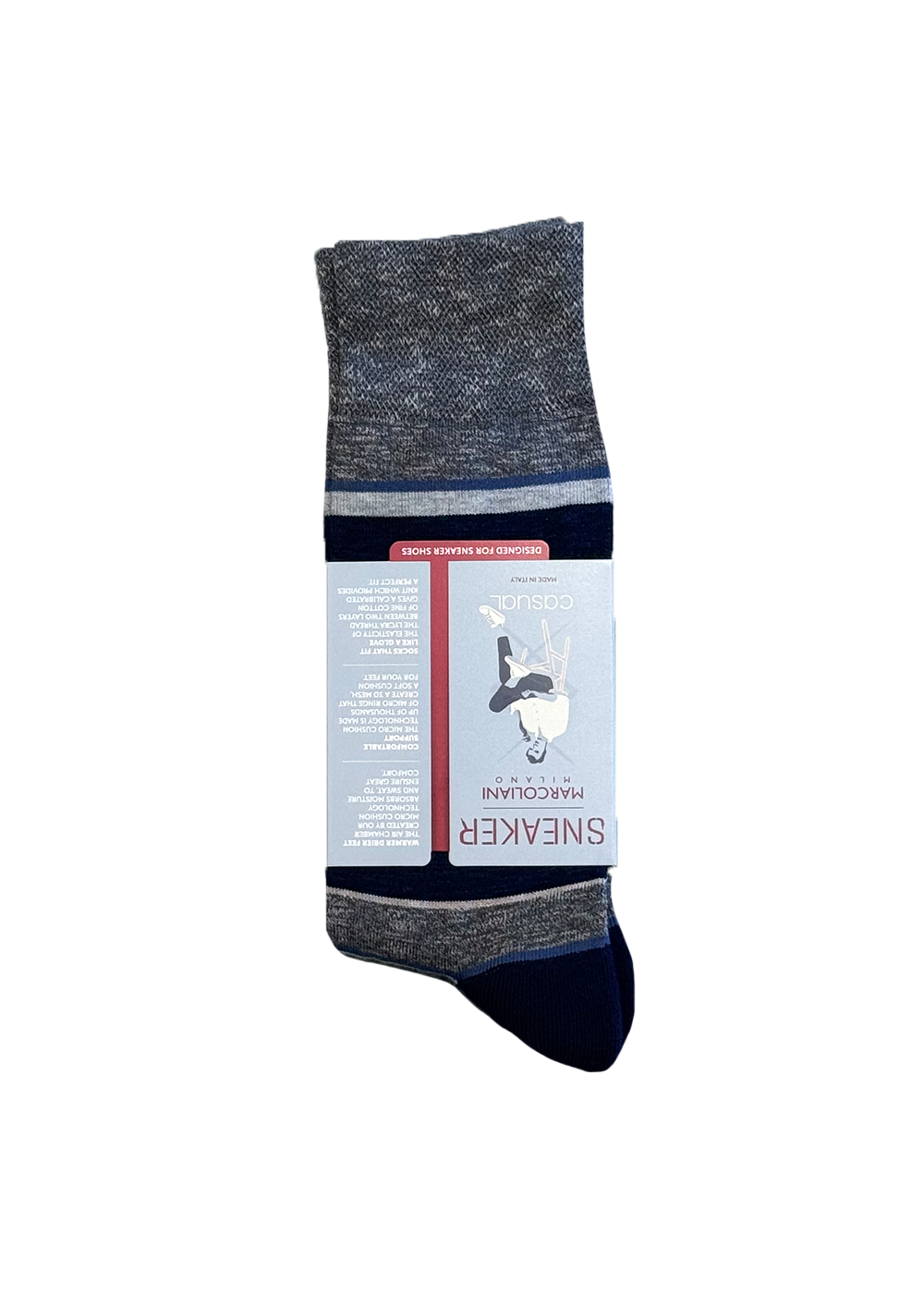 Pima Cotton Como Stripes Socks- Navy - Marcoliani Canada - Danali