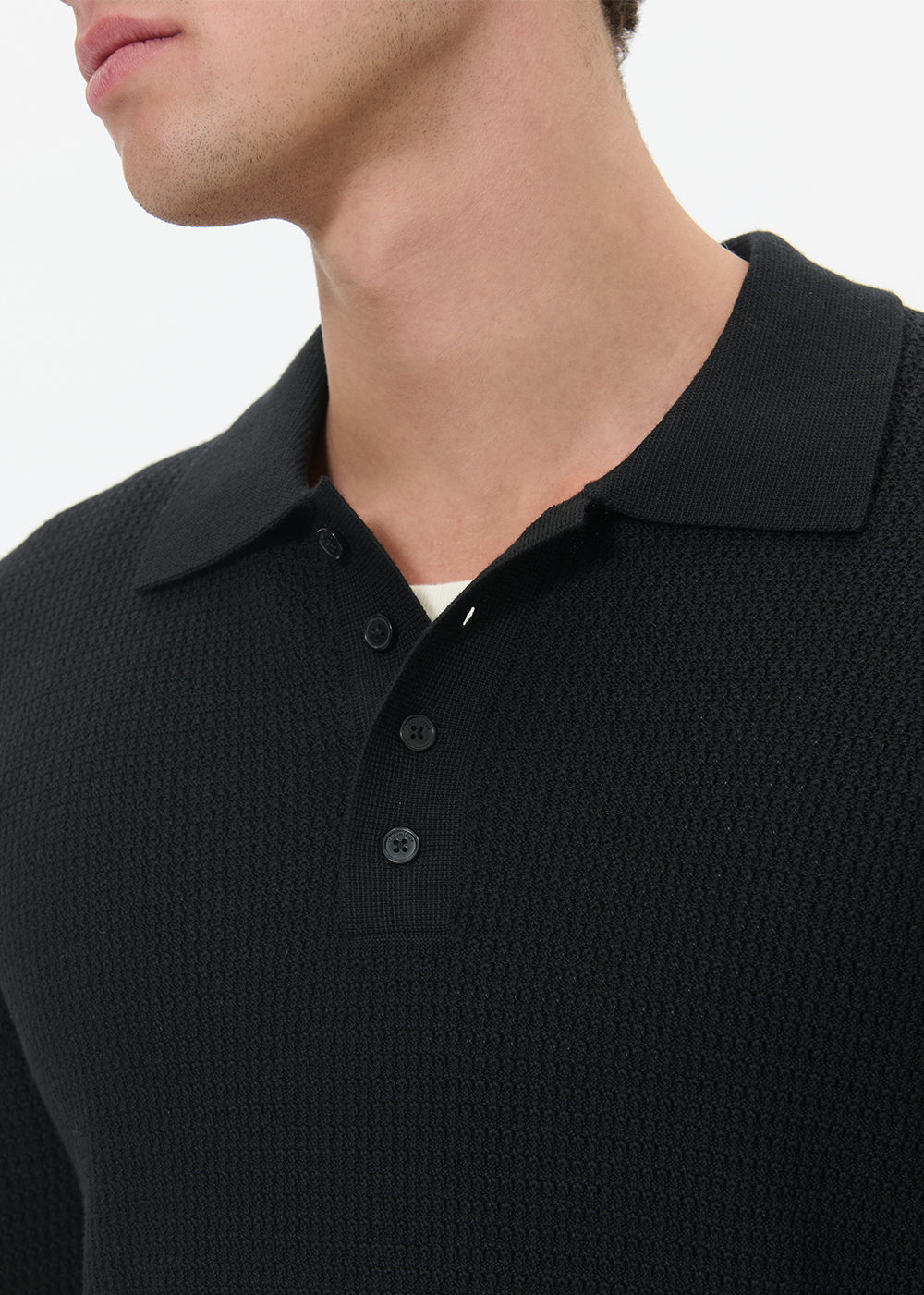 Kerone Knit Polo Sweater - Black - Matinique Canada - Danali