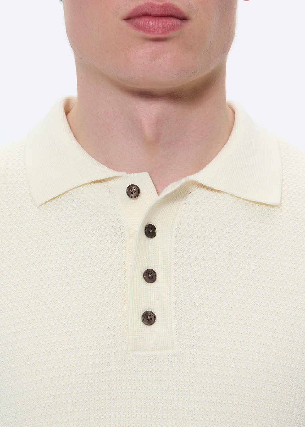 Kerone Knit Polo Sweater - Vanilla Ice - Matinique Canada - Danali