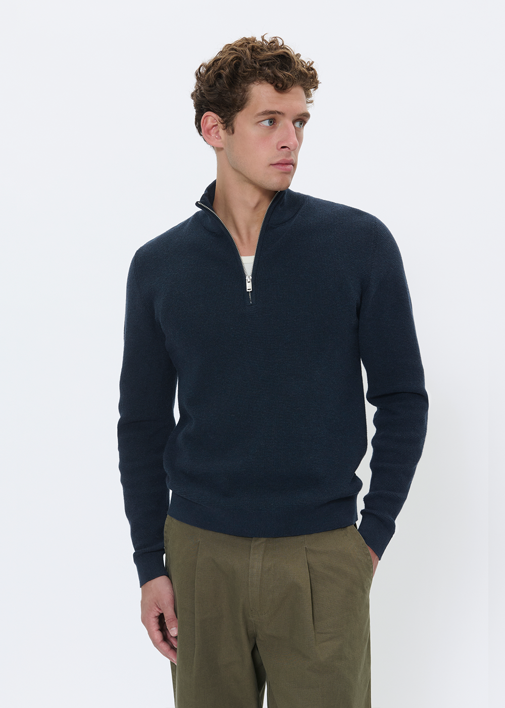 Lagoon Zip Sweater - Dark Navy Melange - Matinique Canada - Danali