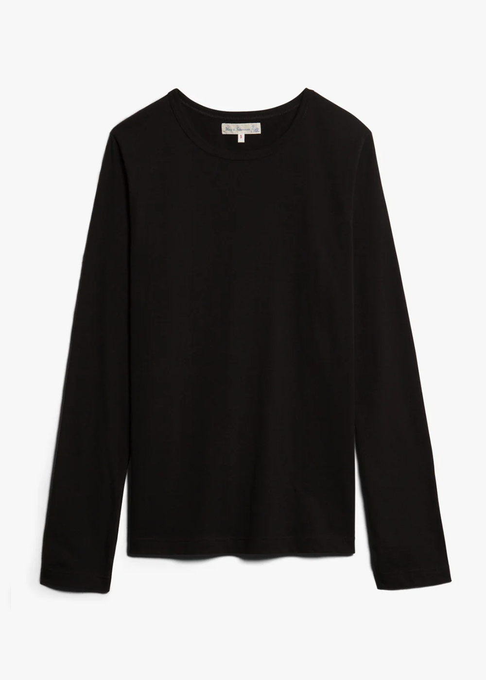 1950s Loopwheeled Long Sleeve T-Shirt - Deep Black - Merz b. Schwanen Canada - Danali