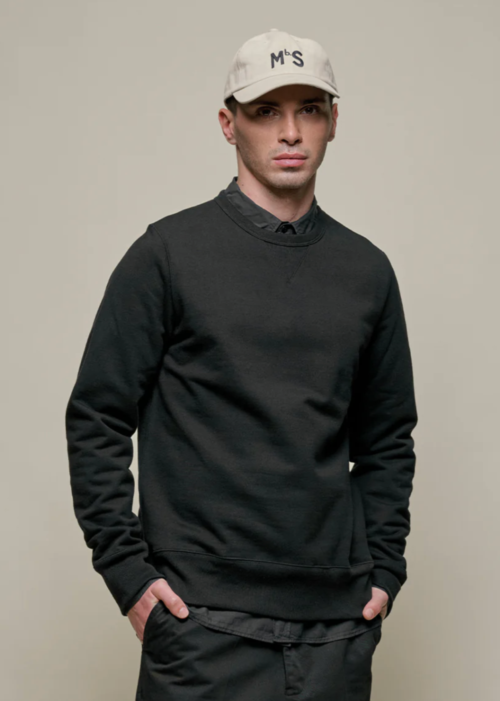 3S48 Loopwheeled Classic Fit Heavyweight Sweatshirt - Deep Black - Merz b. Schwanen Canada - Danali