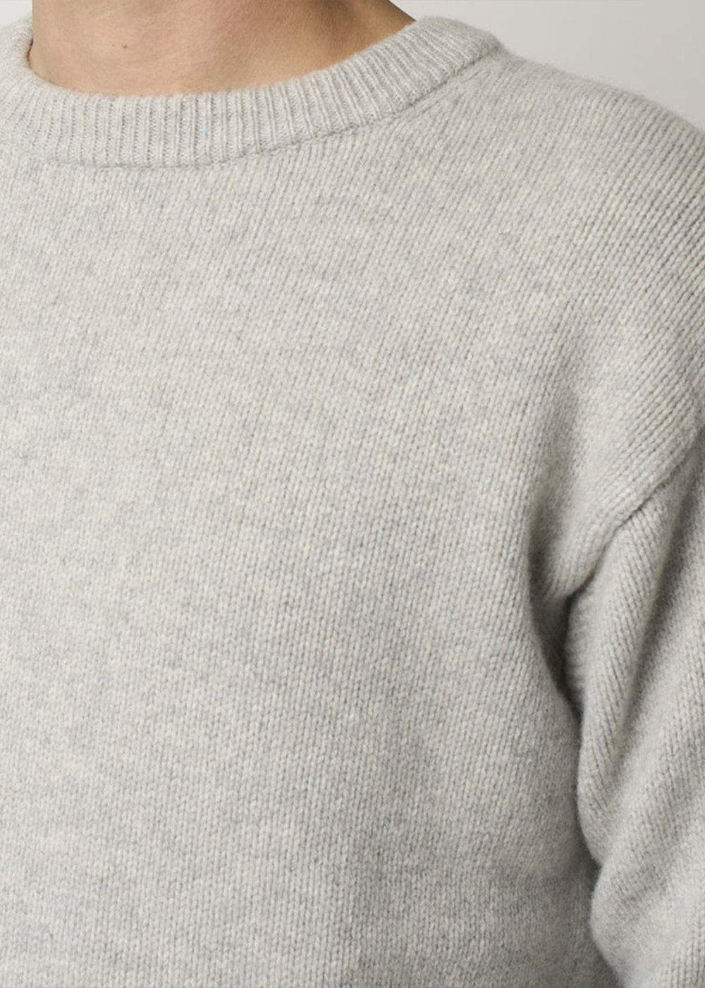 Chunky Cashmere Merino Crew Pullover - Grey Melange/Black - Merz b. Schwanen Canada - Danali