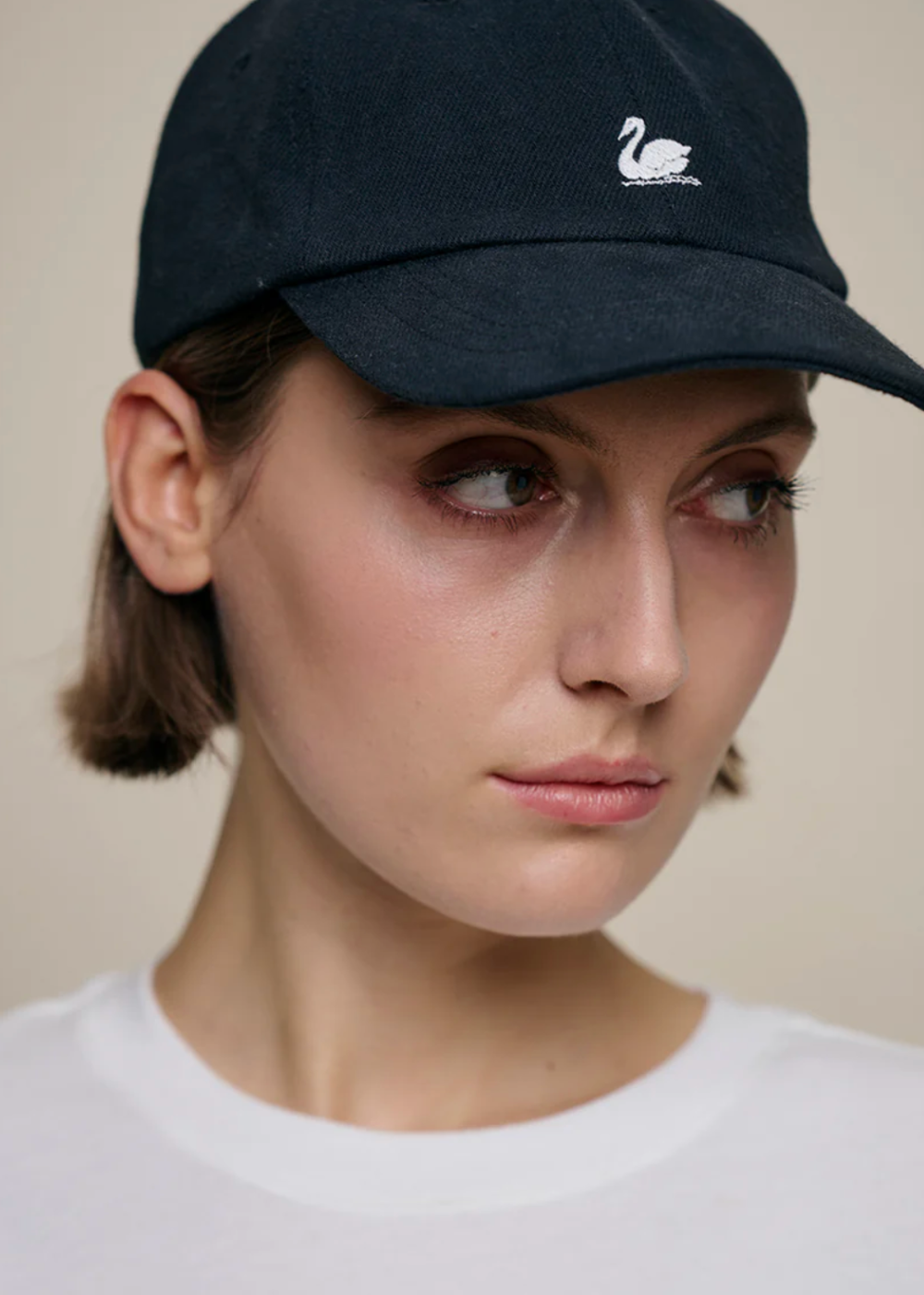 Swan Logo Cotton Heavy Twill Cap - Black - Merz b. Schwanen Canada - Danali