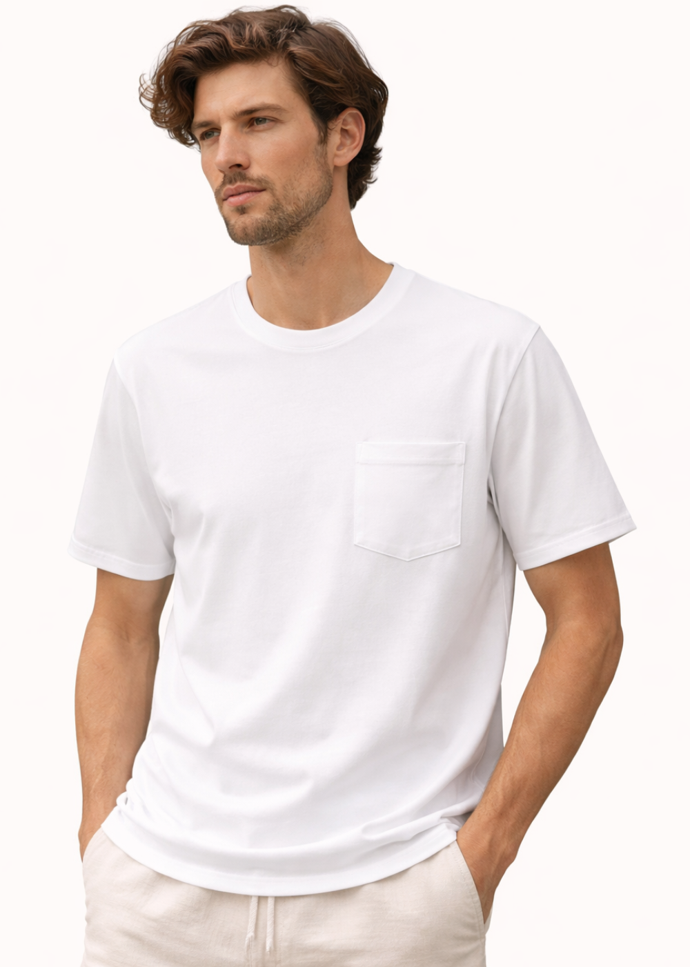 Vintage Machine Refined Classic Fit Pocket T-Shirt - White - Merz b. Schwanen Canada - Danali