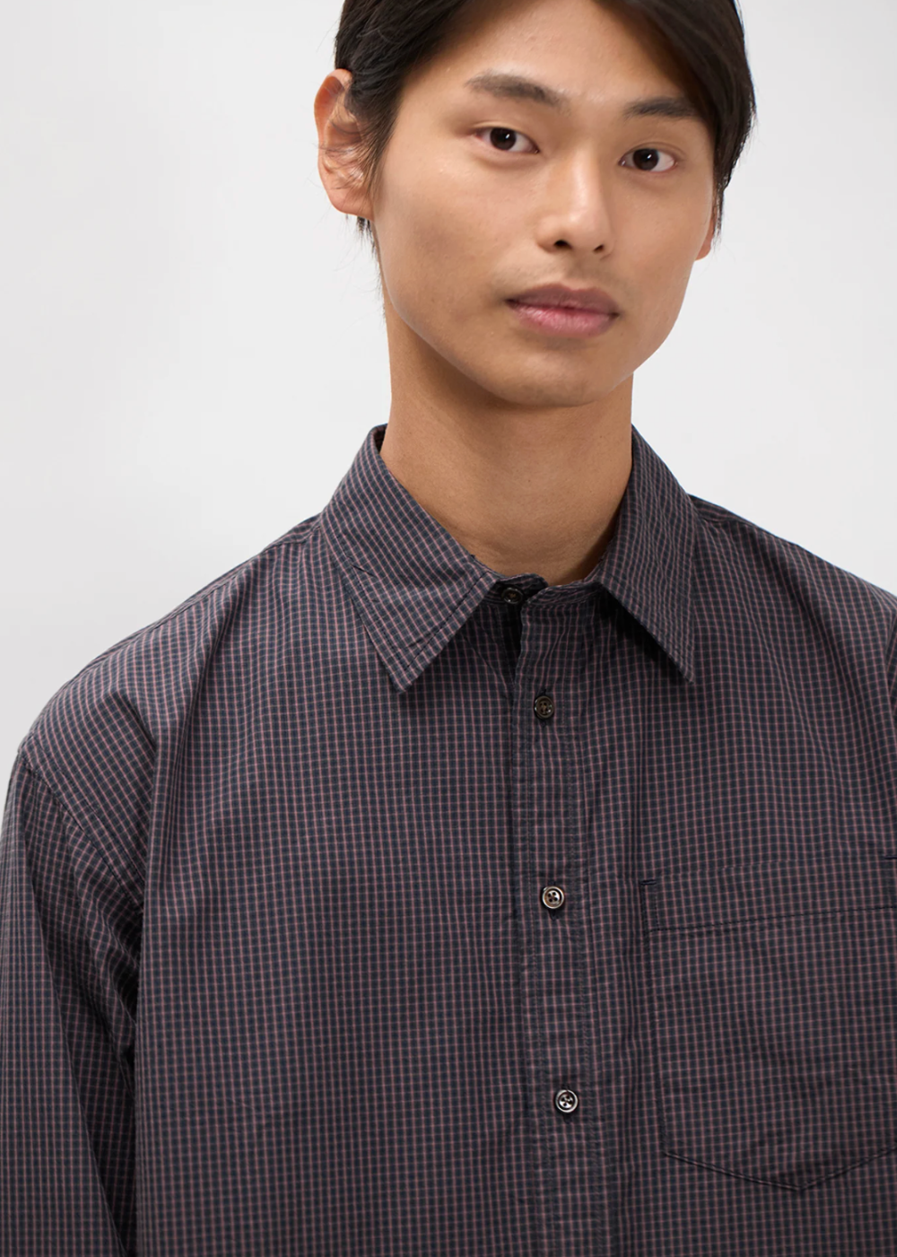 Espevik Oversize Poplin Check Shirt - Dark Navy Check - Norse Projects Canada - Danali - N40-0877