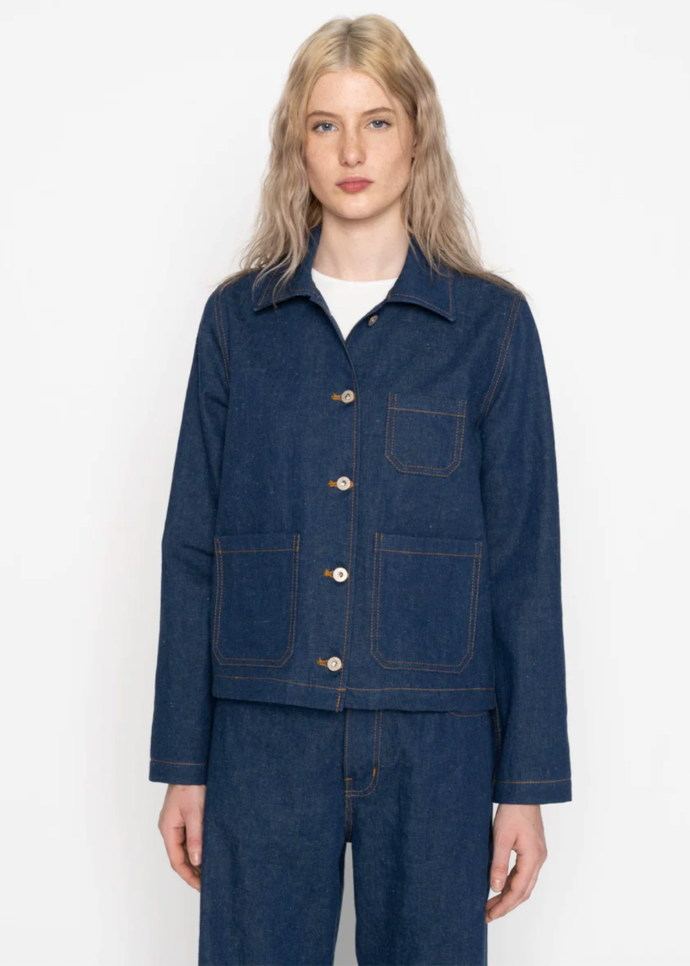 Gracie Jacket - 9.7oz 1/2 Nep Denim - Mid Indigo - Naked and Famous Denim Canada - Danali