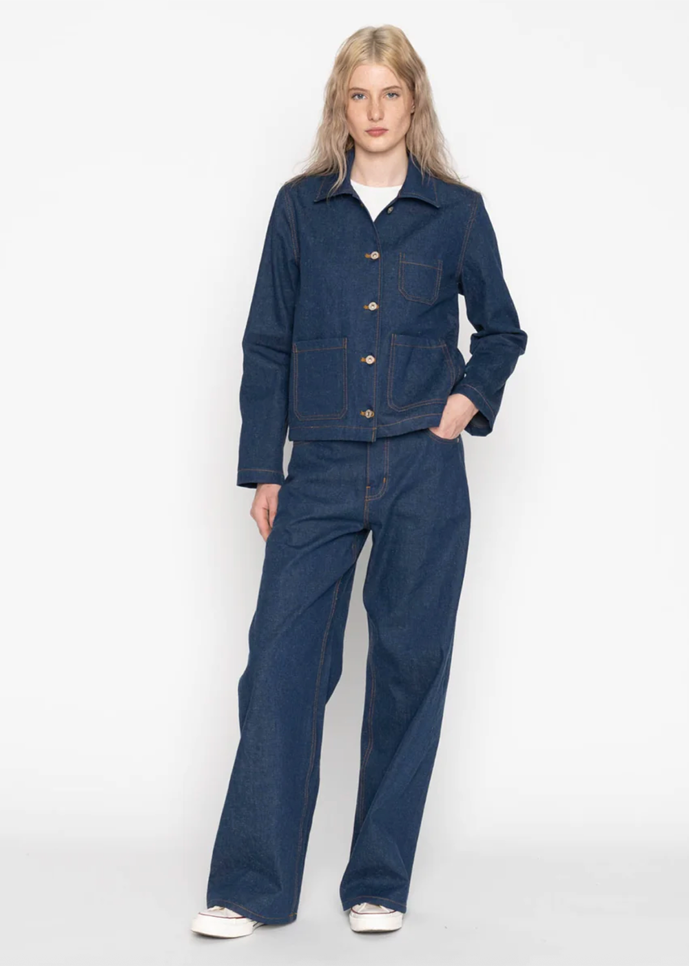 Gracie Jacket - 9.7oz 1/2 Nep Denim - Mid Indigo - Naked and Famous Denim Canada - Danali