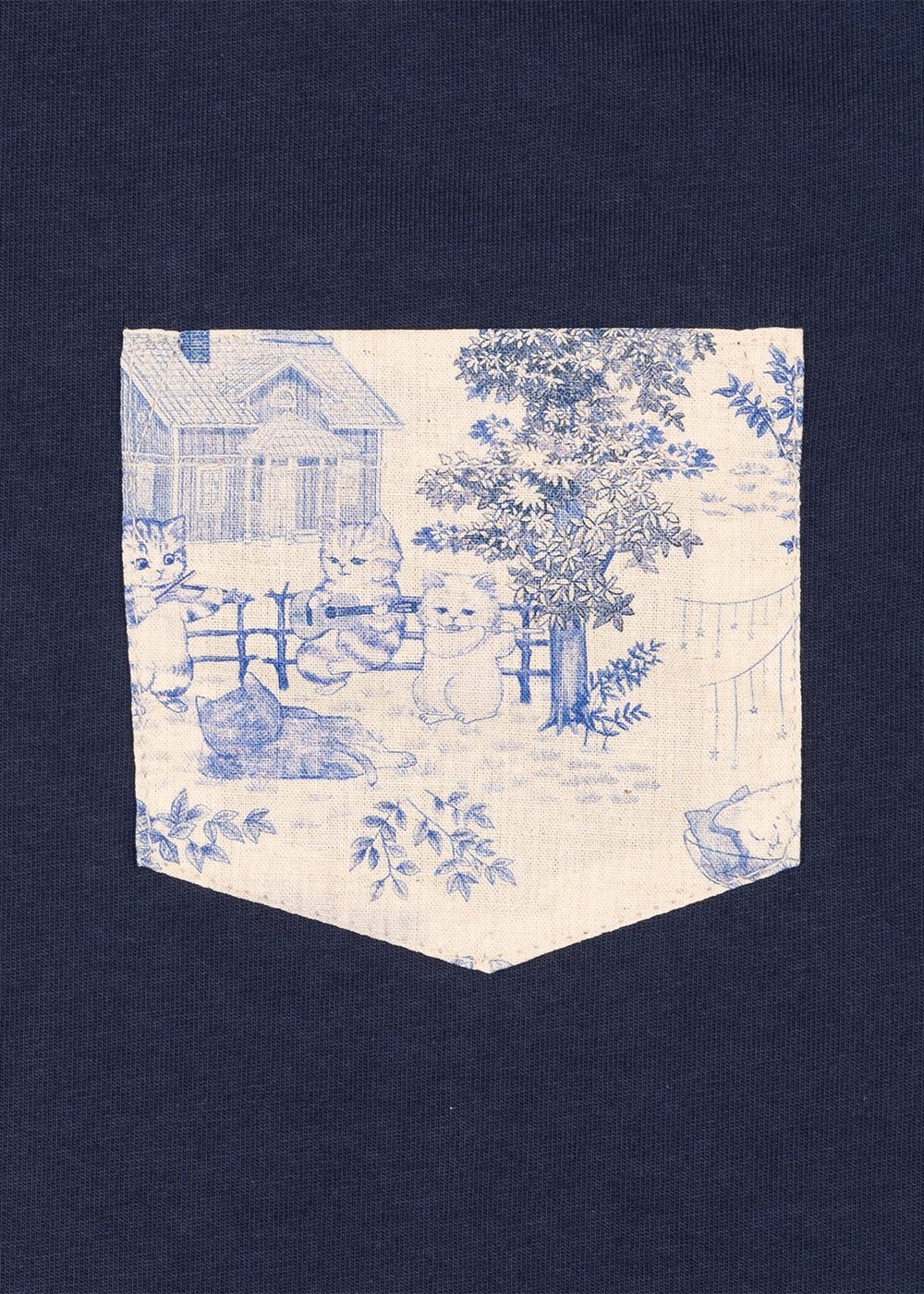 Pocket Tee Linen Cats - Navy - Naked and Famous Denim Canada - Danali