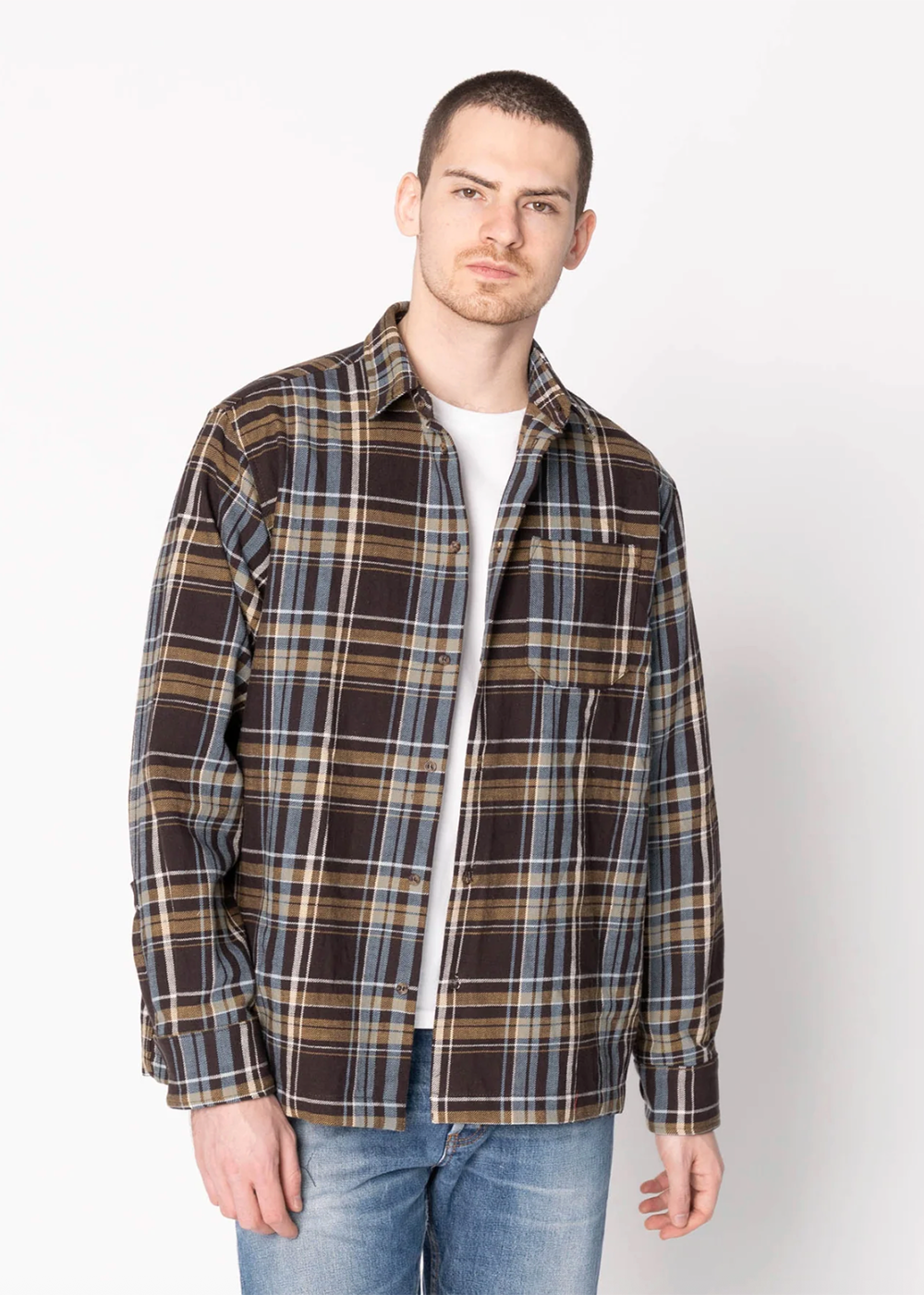 True Shirt - Slub Yarn Flannel - Navy - Naked and Famous Denim Canada - Danali
