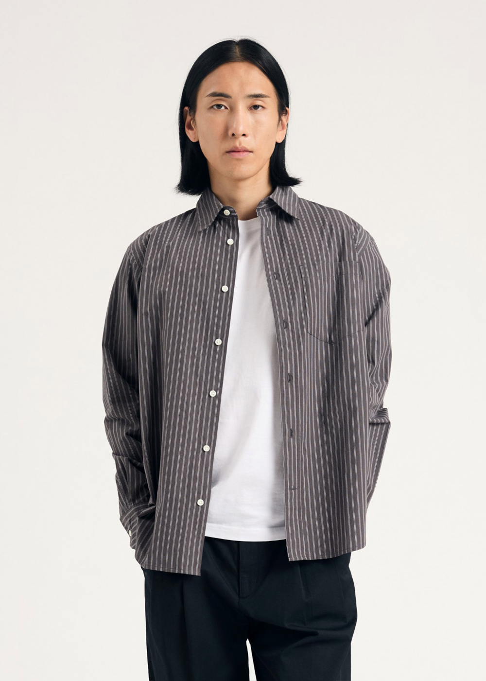Algot Poplin Stripe Shirt - Graphite - Norse Projects Canada - Danali