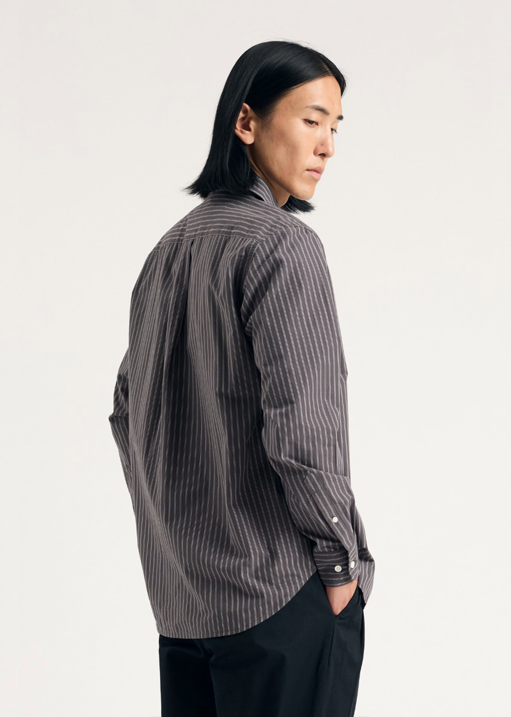 Algot Poplin Stripe Shirt - Graphite - Norse Projects Canada - Danali