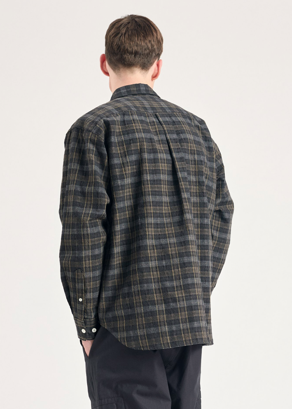 Ole Oversized Wool Check Shirt - Charcoal - Norse Projects Canada - Danali