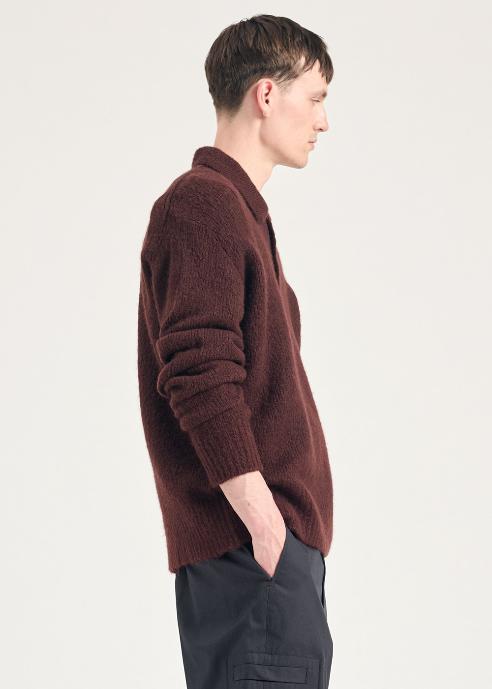 Rasmus Relaxed Brushed Polo - Mahogany - Norse Projects Canada - Danali