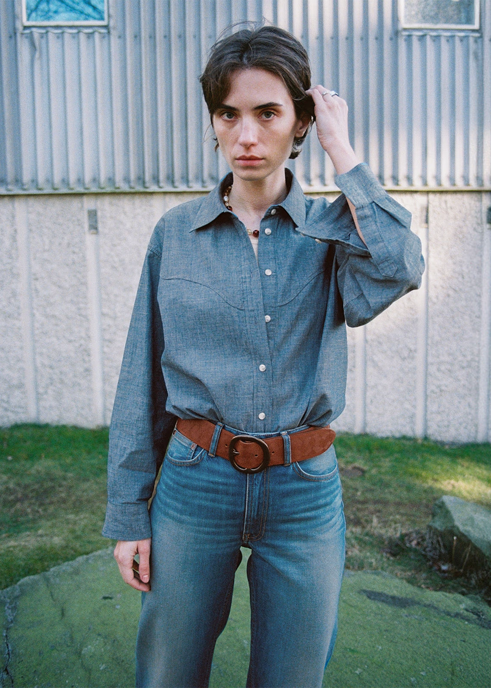 Daisy Chambray Western Shirt - Blue - Nudie Jeans Canada - Danali