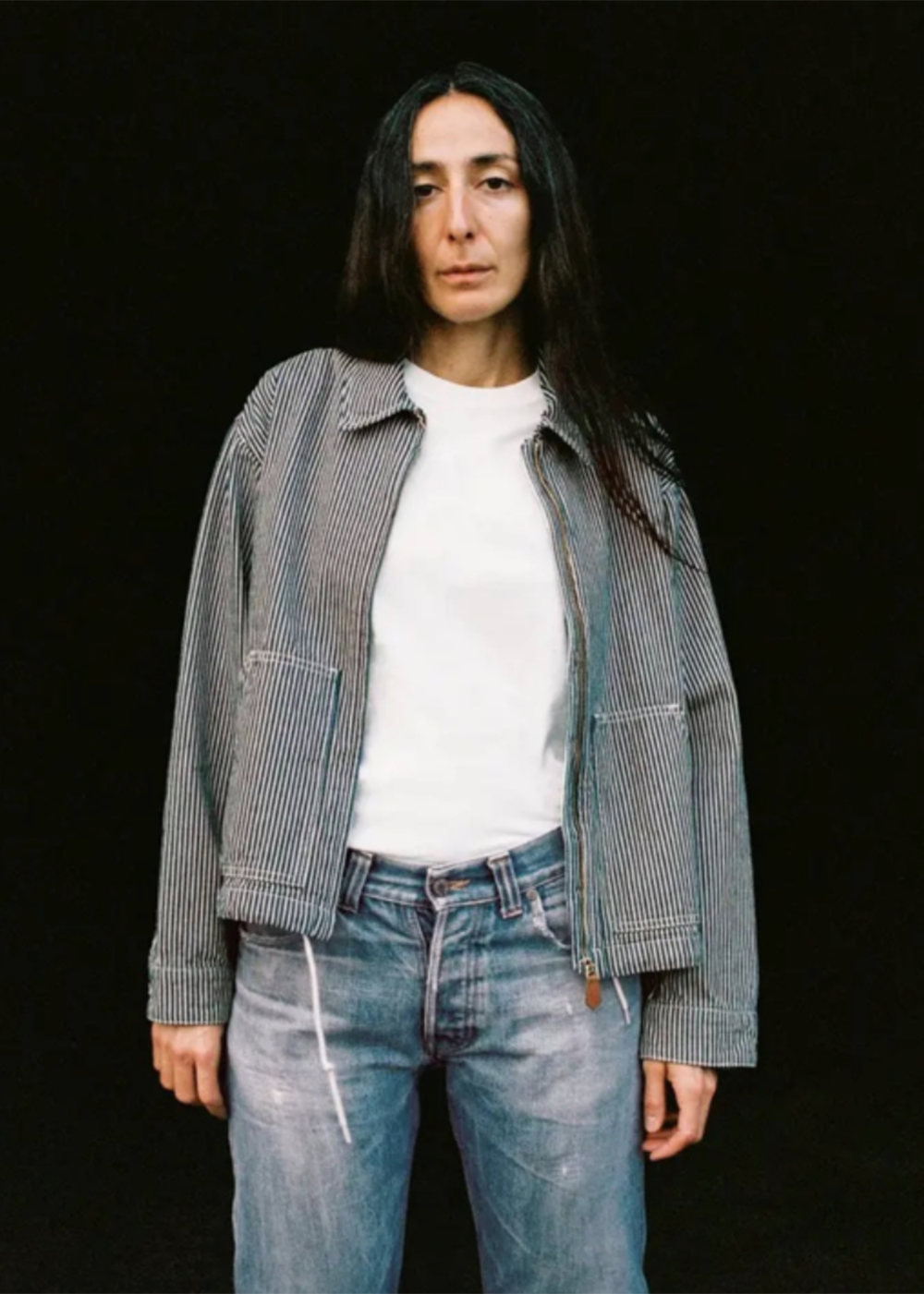 Jade Striped Zip Jacket - Blue/Off-White - Nudie Jeans Canada - Danali