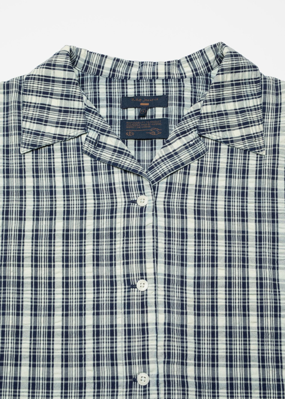 Jutta Shirt Indigo Seersucker - Blue/Off White - Nudie Jeans Canada - Danali