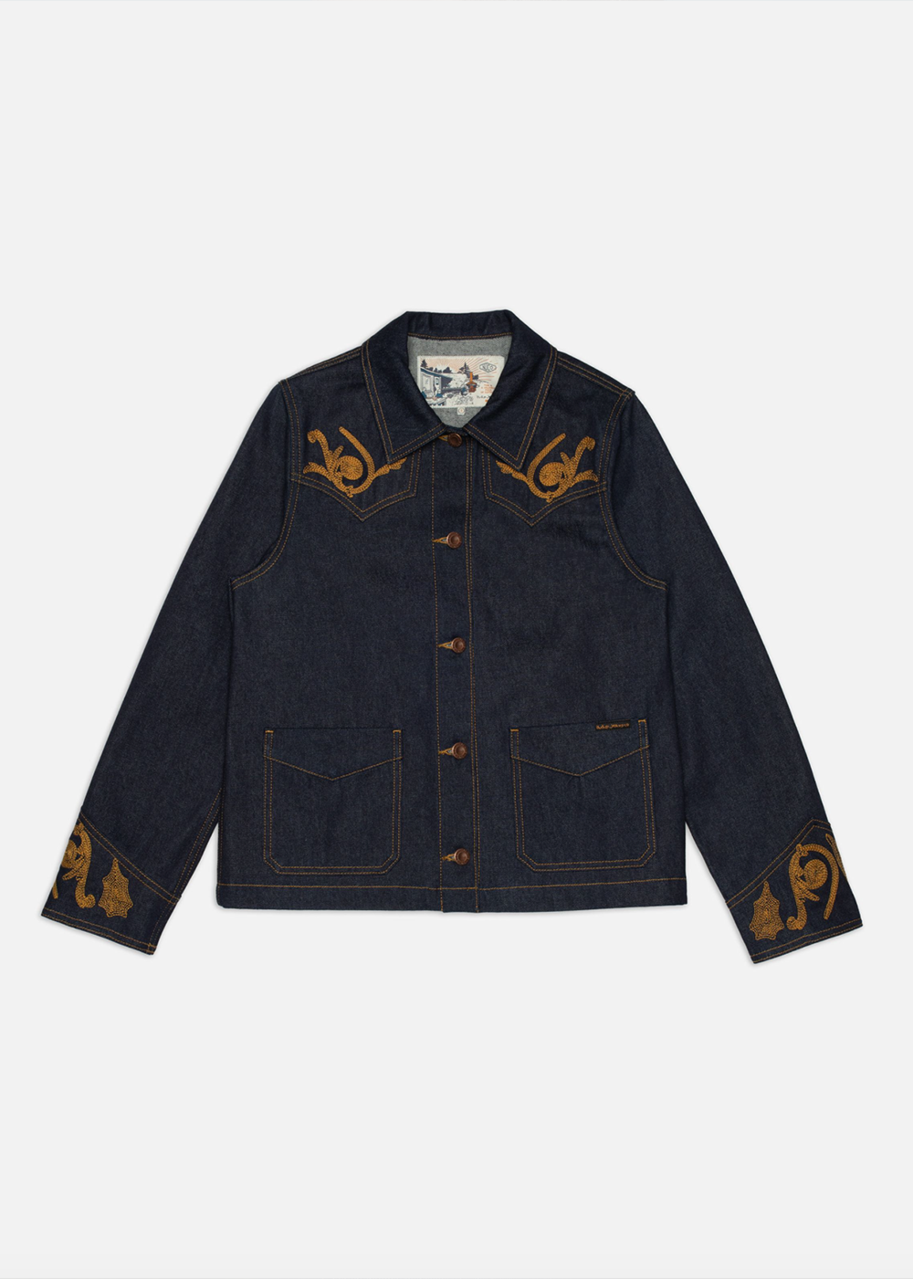 Kelly Western Jacket Embroidery - Blue - Nudie Jeans Canada - Danali