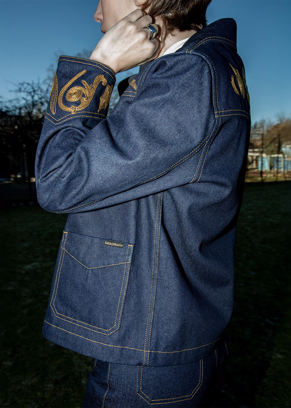 Kelly Western Jacket Embroidery - Blue - Nudie Jeans Canada - Danali