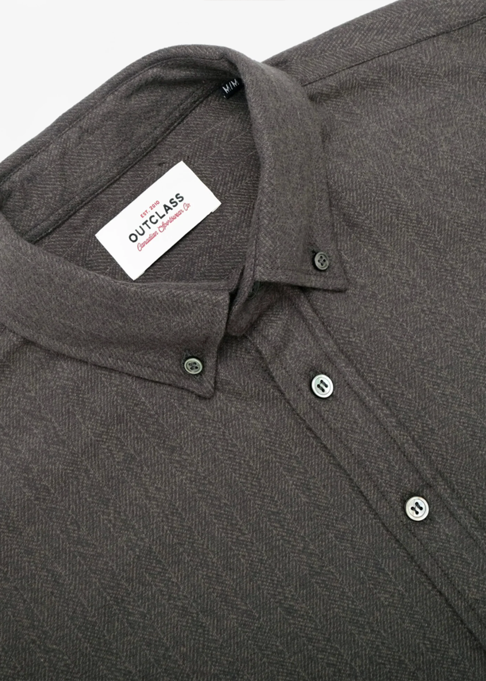 Herringbone Flannel Classic Shirt - Olive - Outclass Canada - Danali