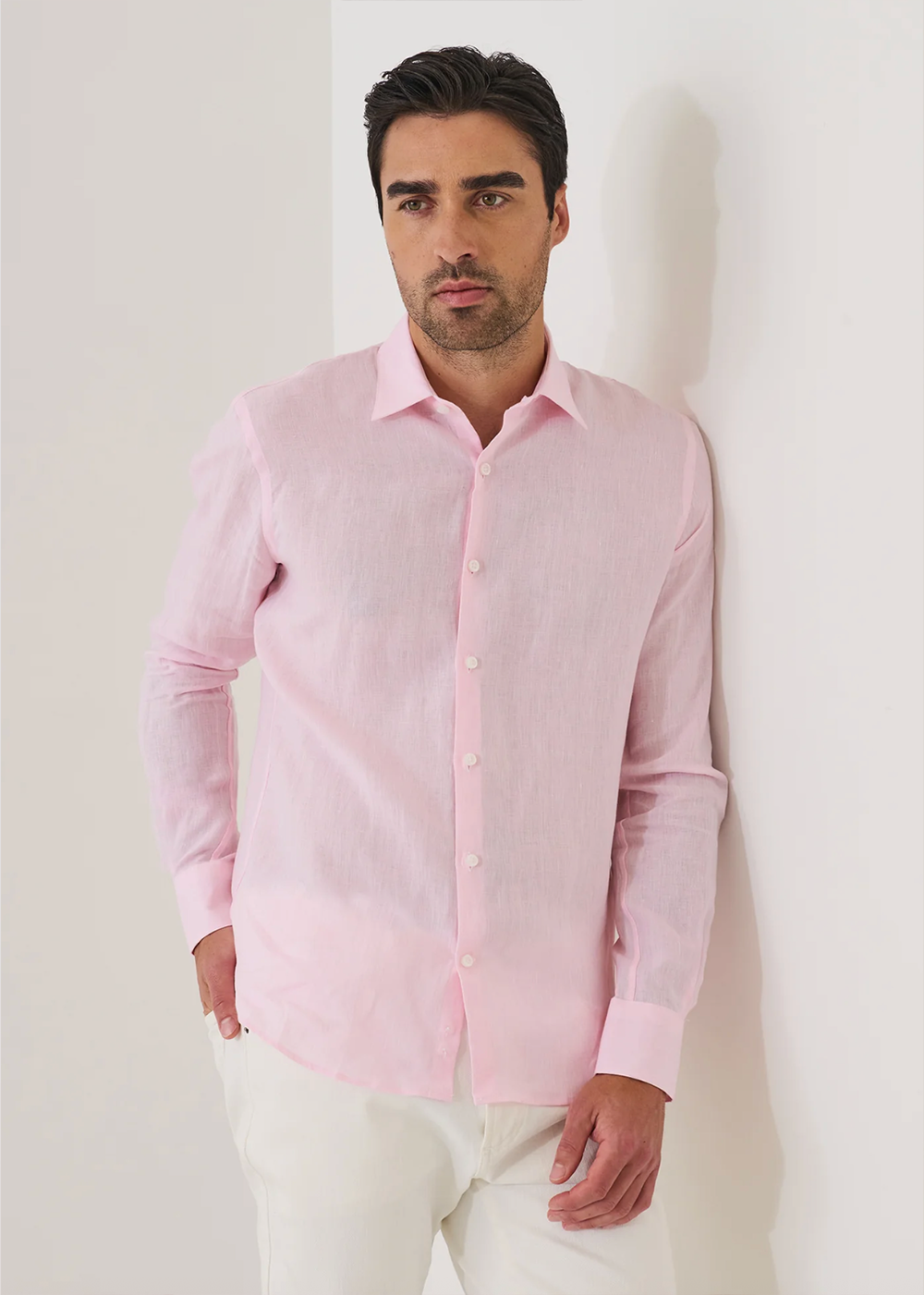 Linen Chambray Point Collar Sport Shirt - Candy - Patrick Assaraf Canada - Danali - P4313W21B