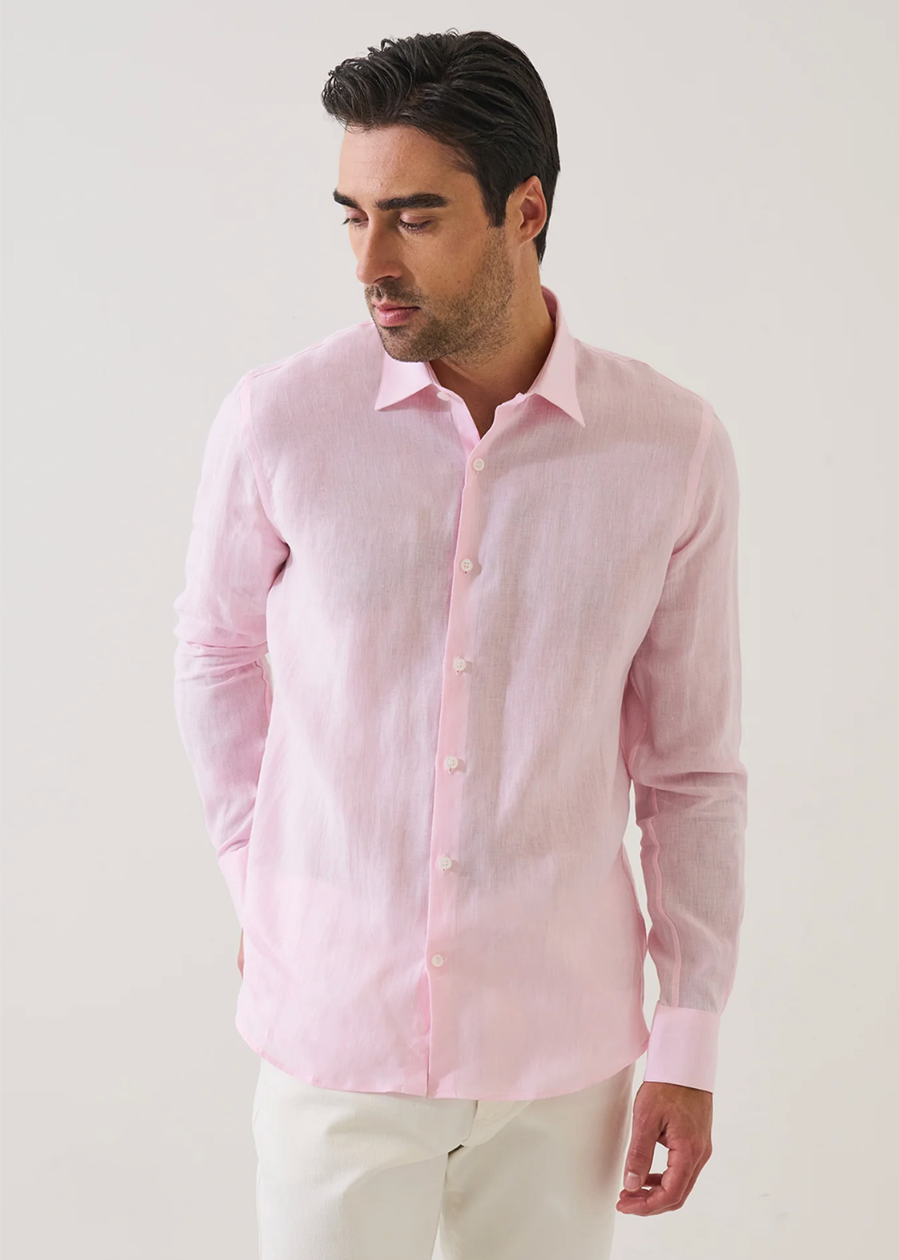 Linen Chambray Point Collar Sport Shirt - Candy - Patrick Assaraf Canada - Danali - P4313W21B