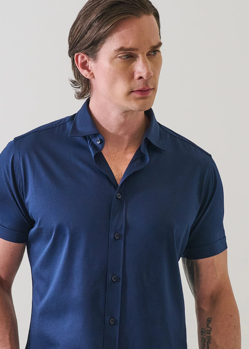 Solid Cotton/Modal Sport Shirt - Navy - Patrick Assaraf Canada - Danali - P4506W86B