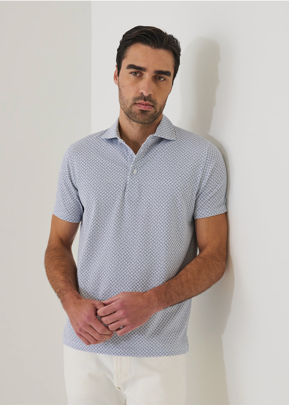 All Over Geo Print Polo - Blue Bell - Patrick Assaraf Canada - Danali - P9521P12B
