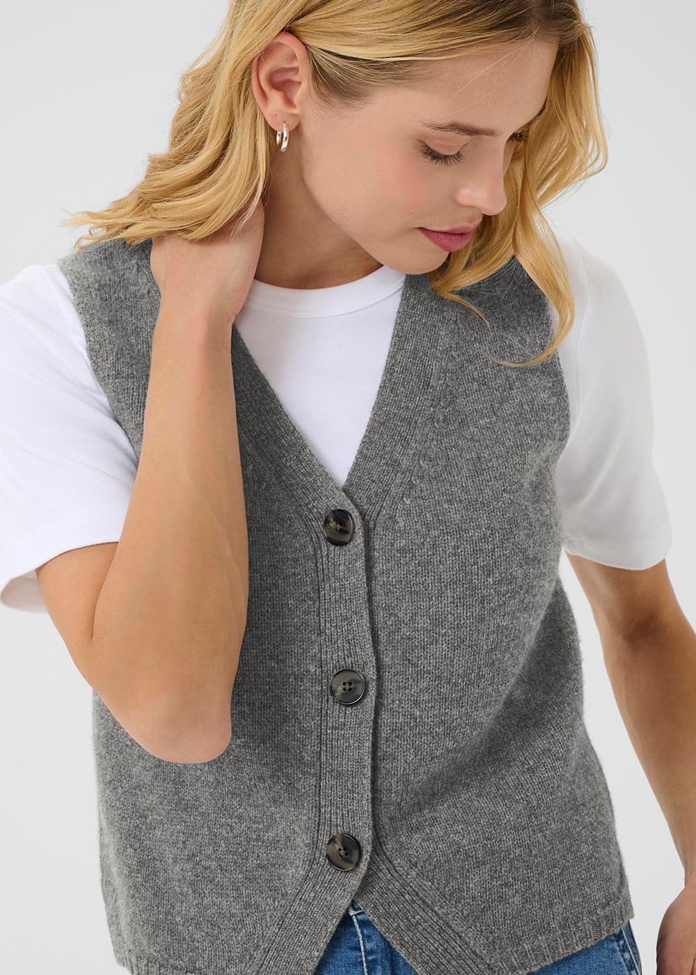 Sylva Knit Vest - Medium Grey - Part Two Canada - Danali