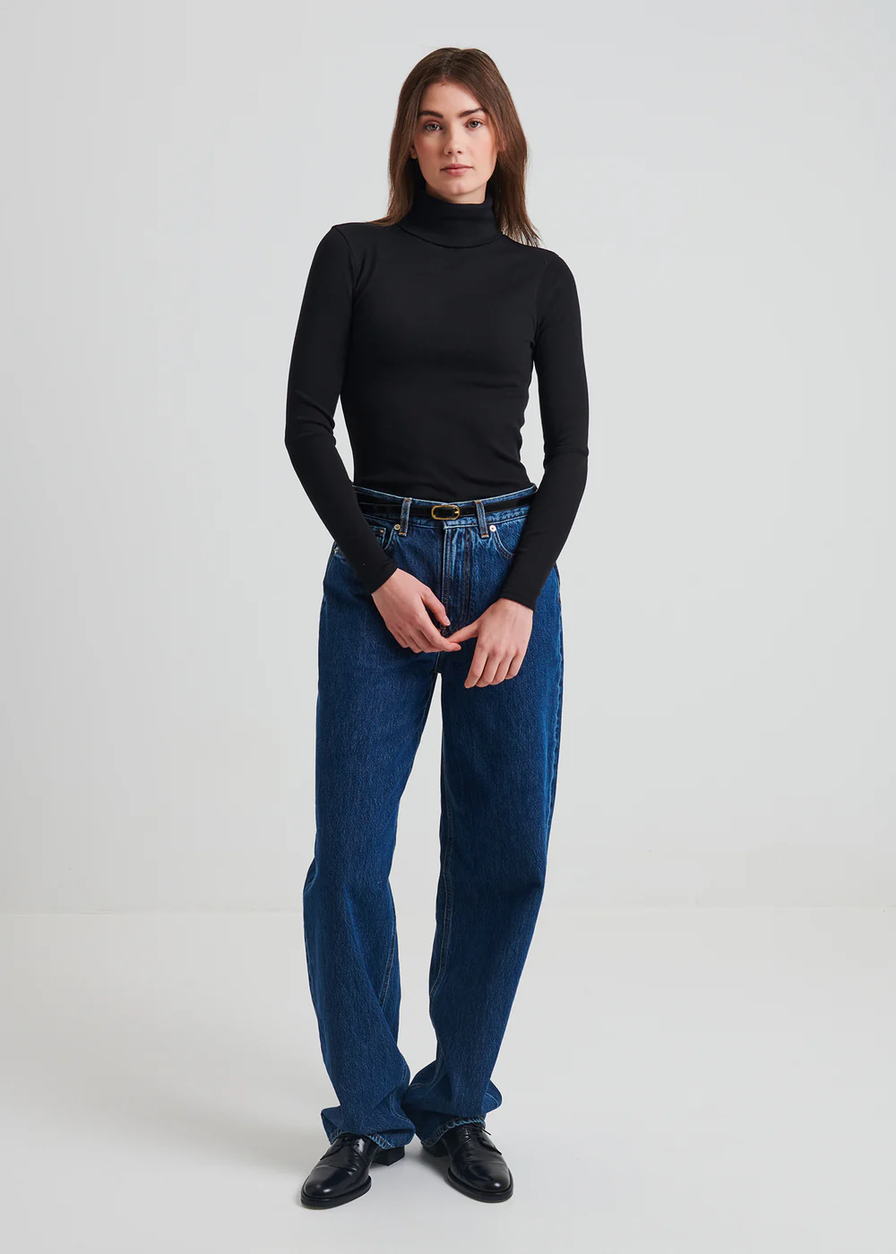 Cotton Modal Rib LS Turtleneck - Black - Patrick Assaraf Canada - Danali