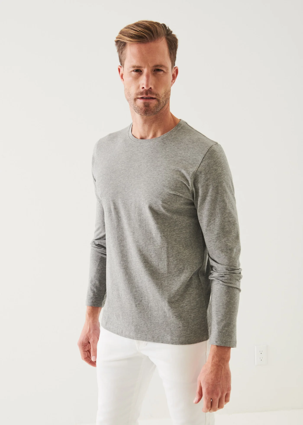 Long Sleeve Wool Shirt - Mist - Patrick Assaraf Canada - Danali