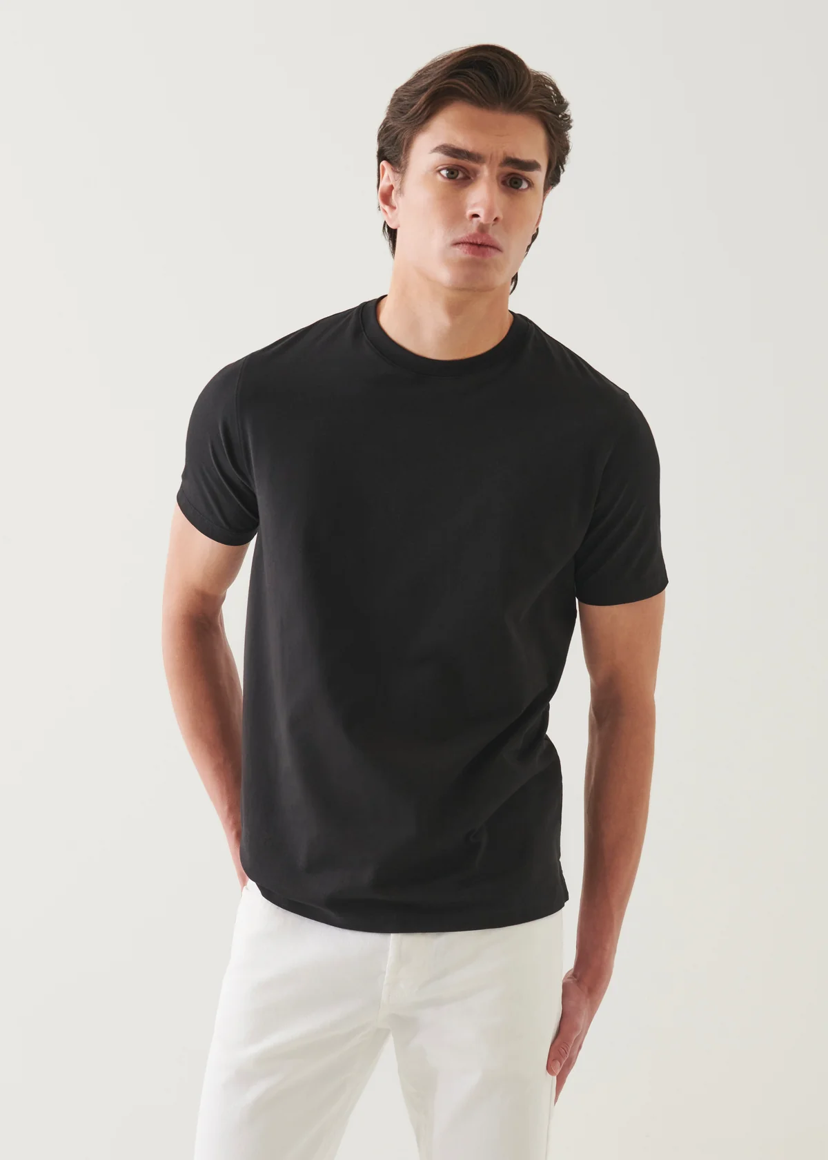 Organic Pima Cotton Crew T-Shirt - Black - Patrick Assaraf Canada - Danali