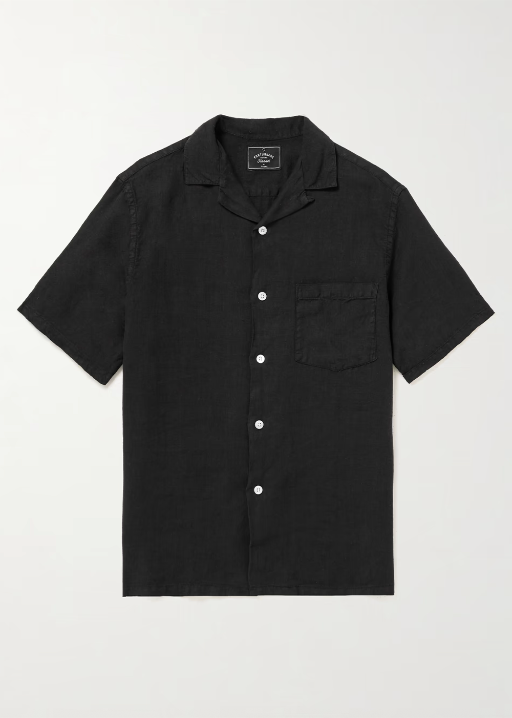 Linen Camp Collar Shirt - Black - Portuguese Flannel Canada - Danali