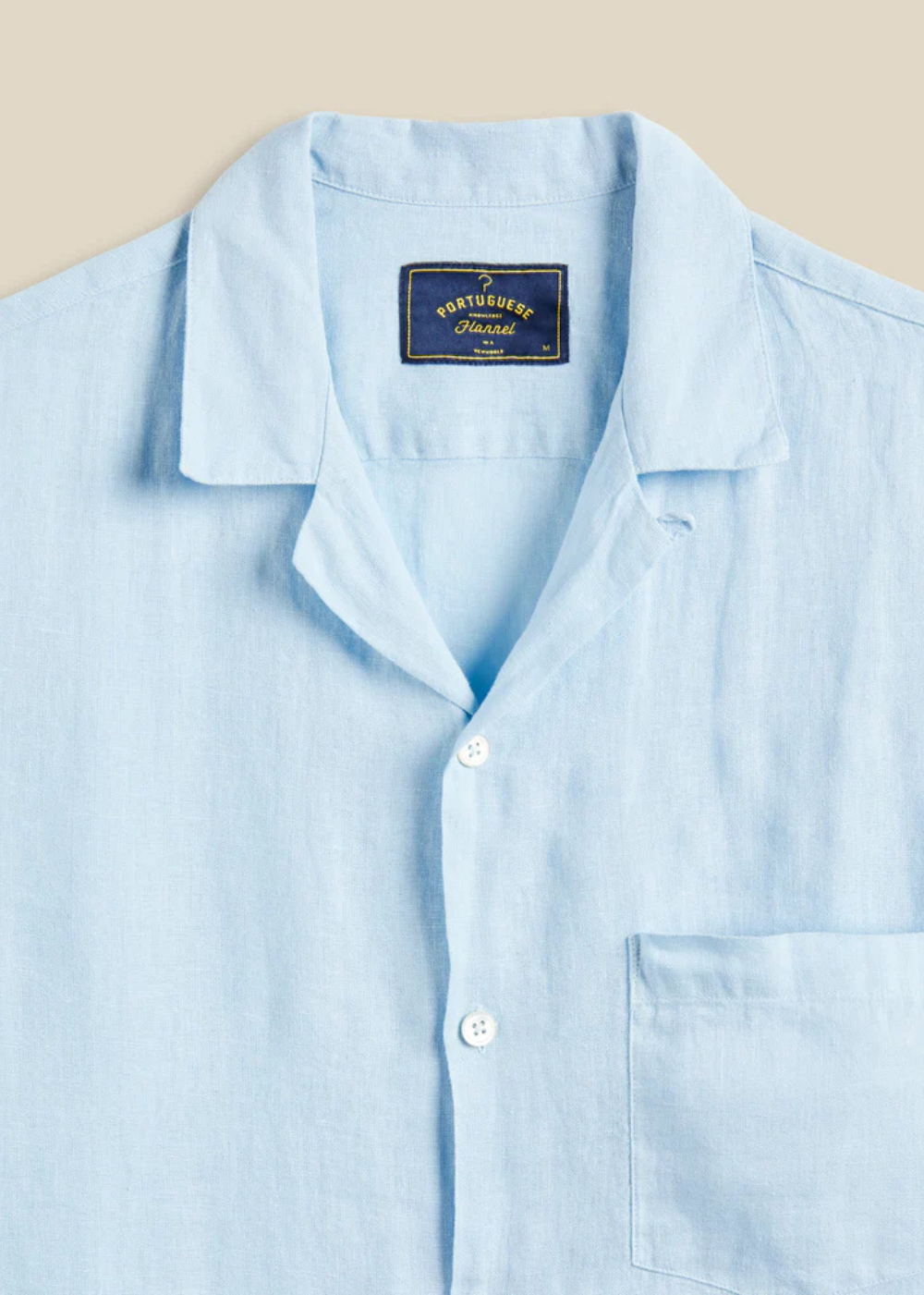 Linen Camp Collar Shirt - Sky Blue - Portuguese Flannel Canada - Danali