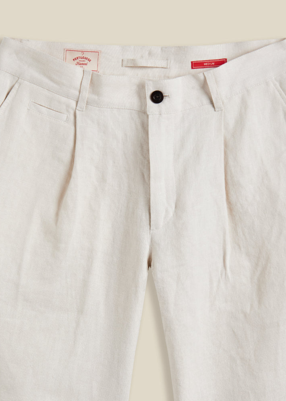 Single Pleat Linen Trouser - Ecru - Portuguese Flannel Canada - Danali
