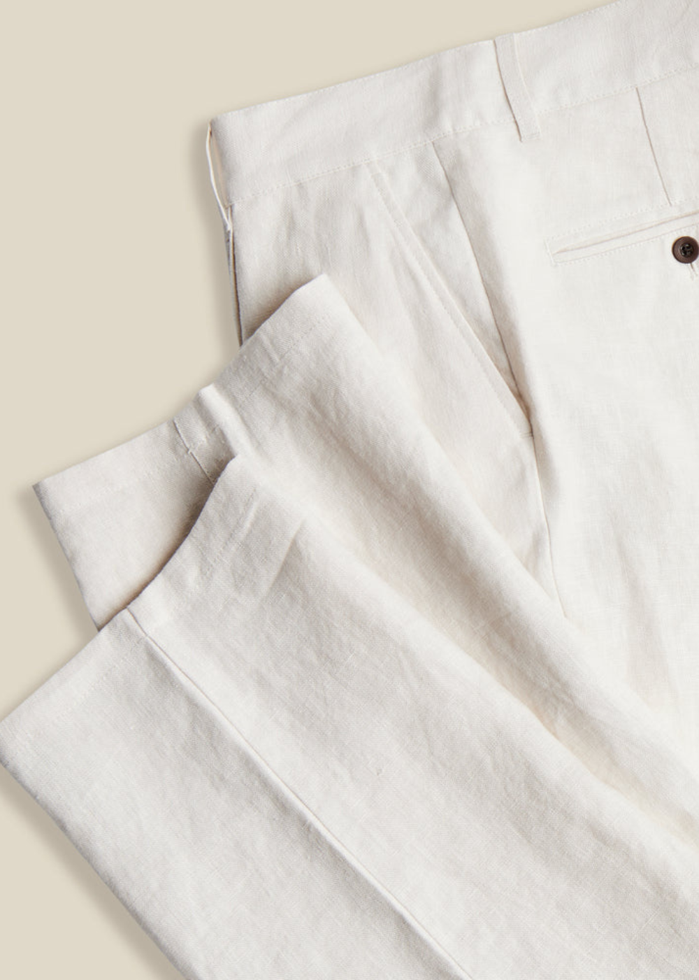 Single Pleat Linen Trouser - Ecru - Portuguese Flannel Canada - Danali