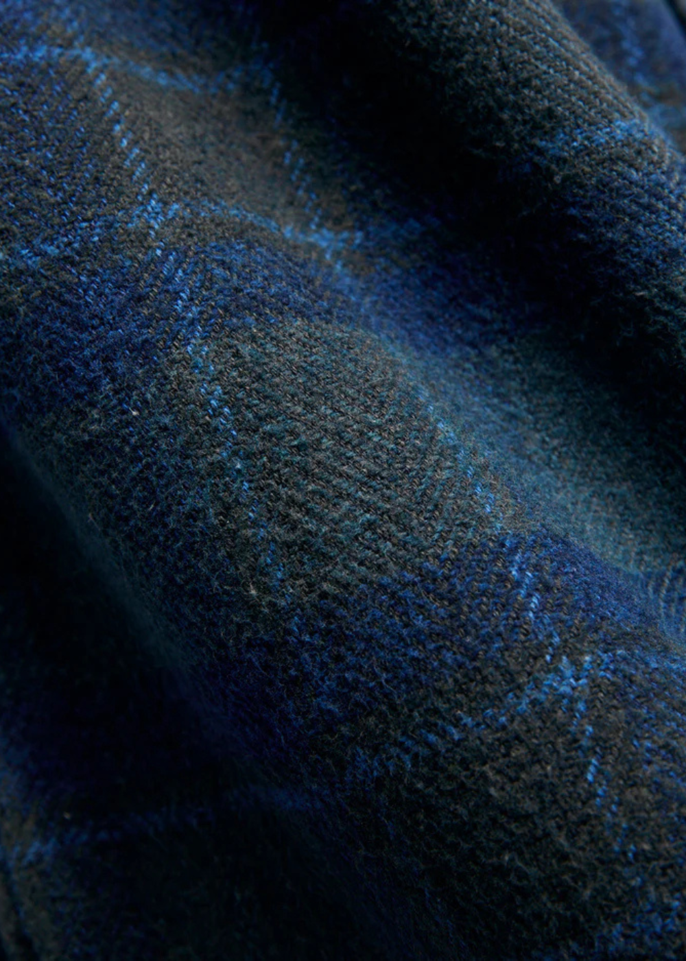 Cotton Tweed Check Indigo Over Dye Shirt - Brown Check/Indigo - Pure Blue Japan Canada - Danali