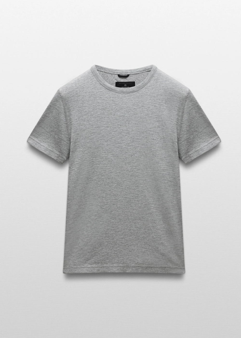 A light gray short-sleeve crewneck t-shirt displayed flat against a light gray background.