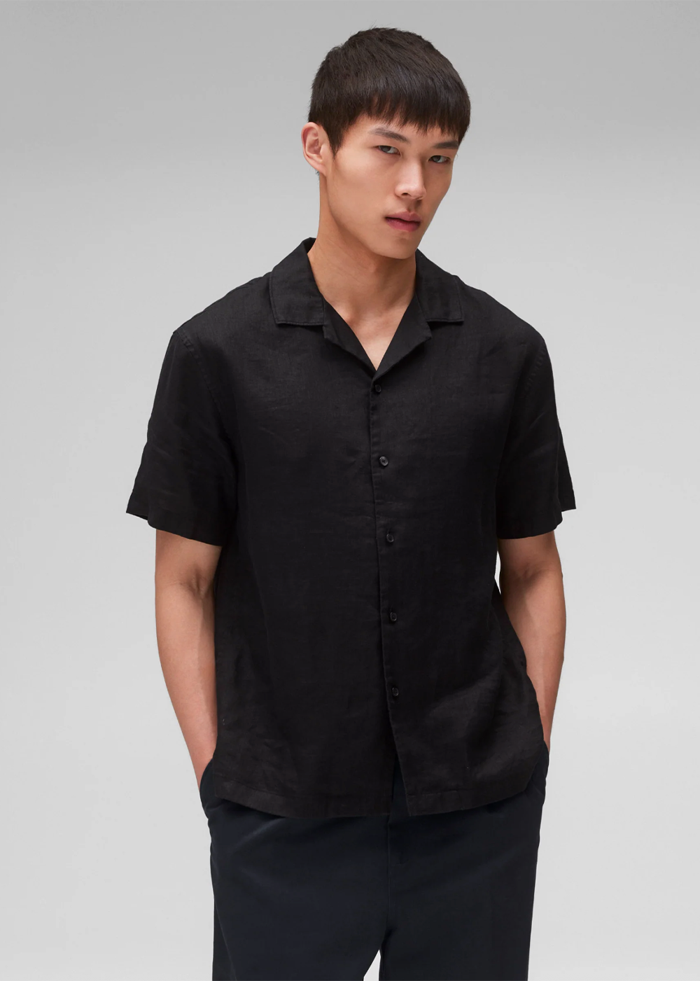 Linen Retreat Relaxed Camp Shirt - Black - Reigning Champ Canada - Danali - RC-8052