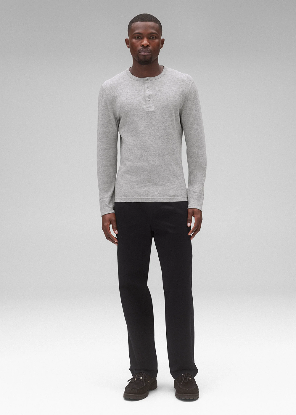 Reigning Champ 1x1 Slub Slim Henley Heather Grey - Reigning Champ Canada - Danali