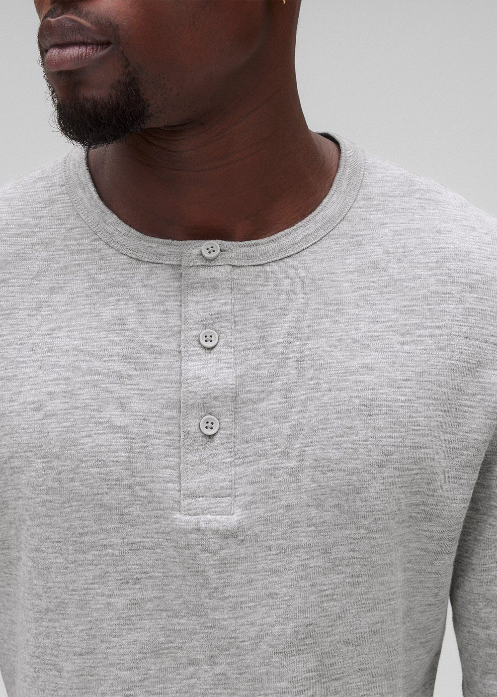Reigning Champ 1x1 Slub Slim Henley Heather Grey - Reigning Champ Canada - Danali